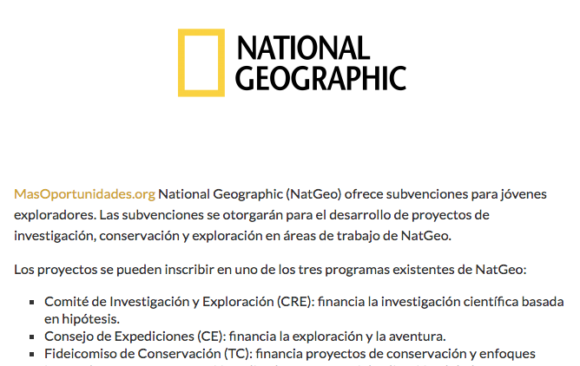 Convocatoria con National Geographic para jóvenes ambientalistas